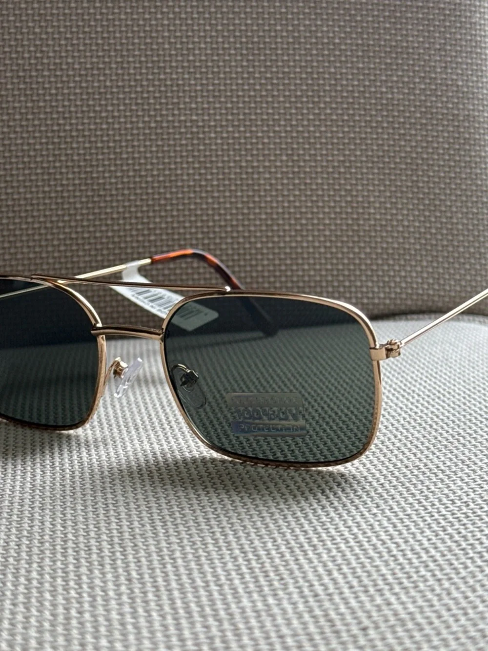 Gold Frame Sunglasses with Dark Green Lenses